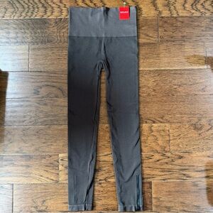 Spanx Look At Me Now Leggings Large Seamless Side Zip Brown Thick A297851 NWT